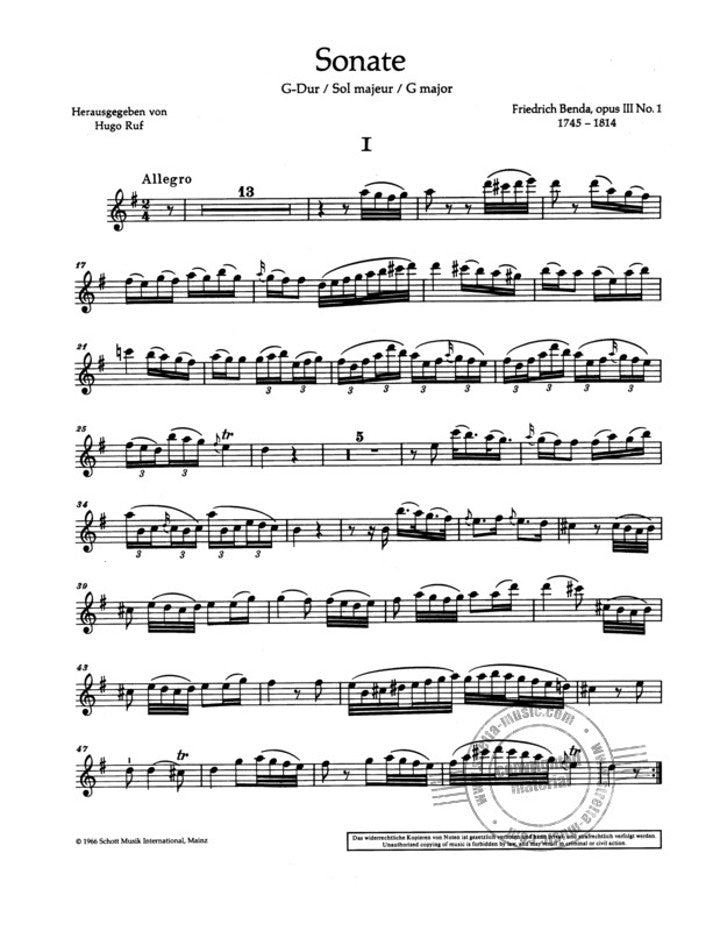 Benda, F :: Sonata G-Dur [Sonata in G Major] op. 3/1