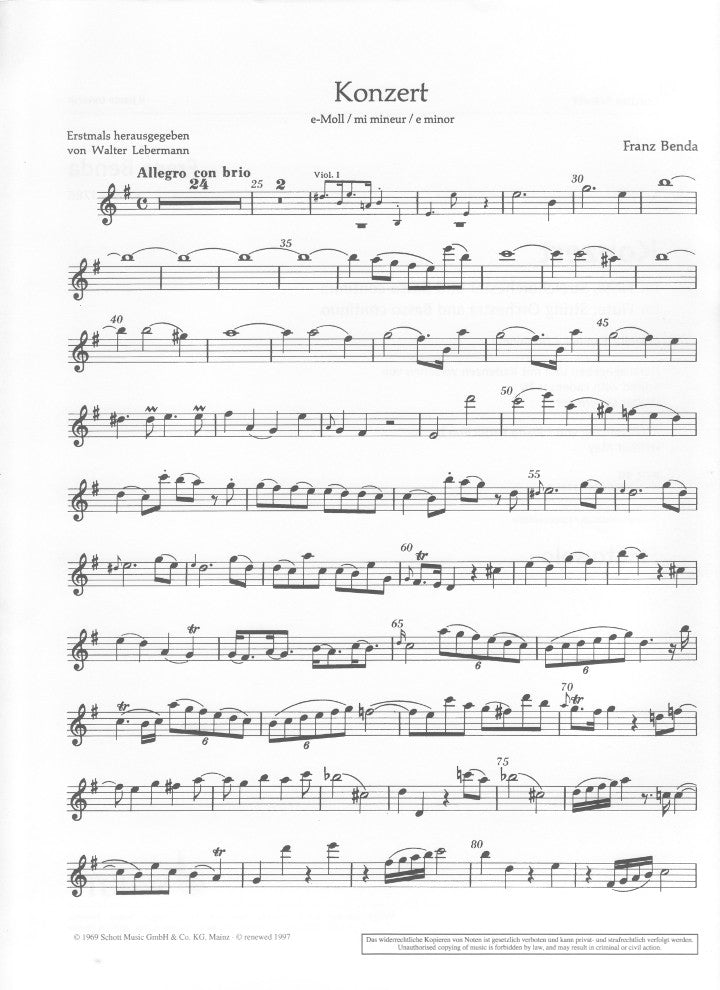 Benda, F :: Konzert e-Moll [Concerto in E minor]