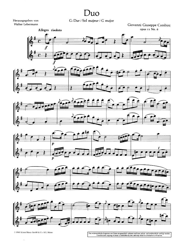 Cambini, G :: Duo G-Dur [Duo in G Major] op. 11, No. 6