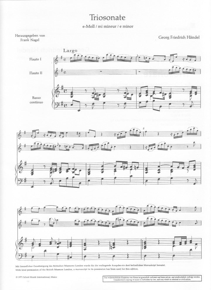 Handel, GF :: Triosonate e-Moll [Trio Sonata in E minor] HWV 395