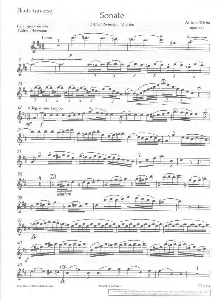Reicha, A :: Sonate D-Dur [Sonata in D Major] op. 103