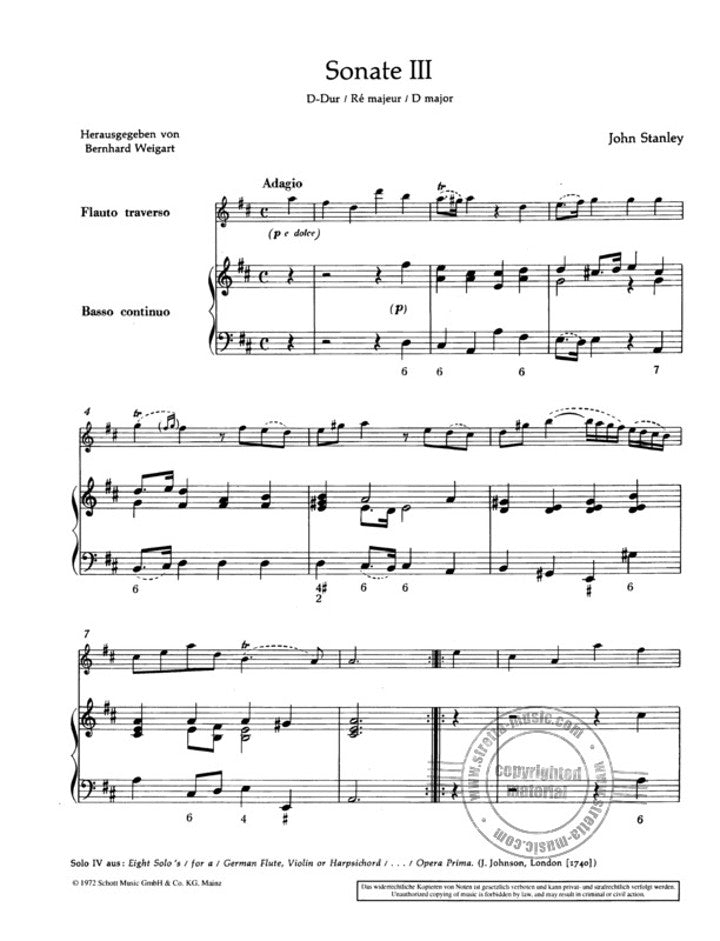 Stanley, J :: Vier Sonaten [Four Sonatas] op. 1: Volume 2