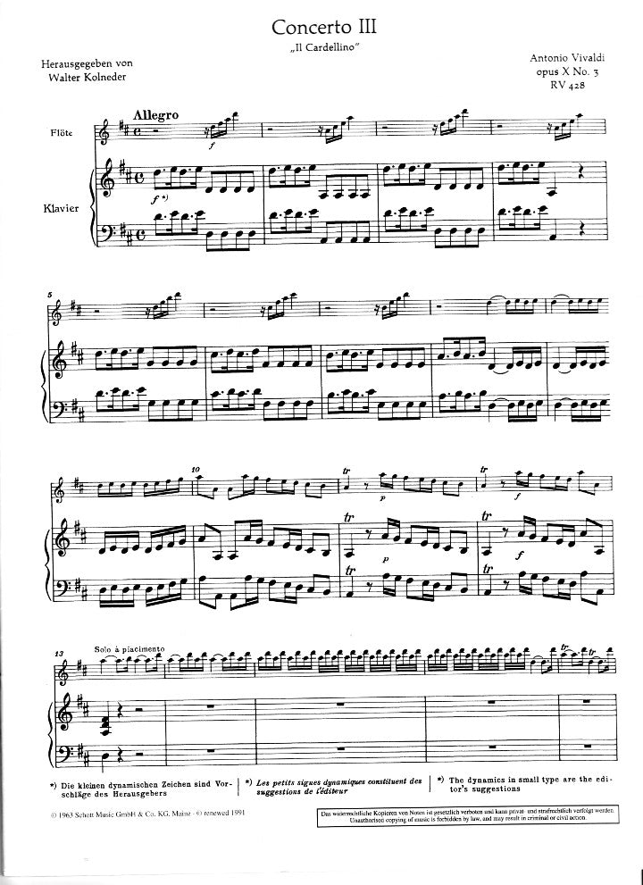 Vivaldi, A :: Concerto in D Major op. 10, No. 3 - 'Il Cardellino'