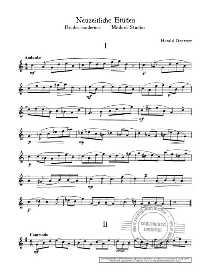 Genzmer, H :: Neuzeitliche Etuden [Modern Studies] Vol. 1