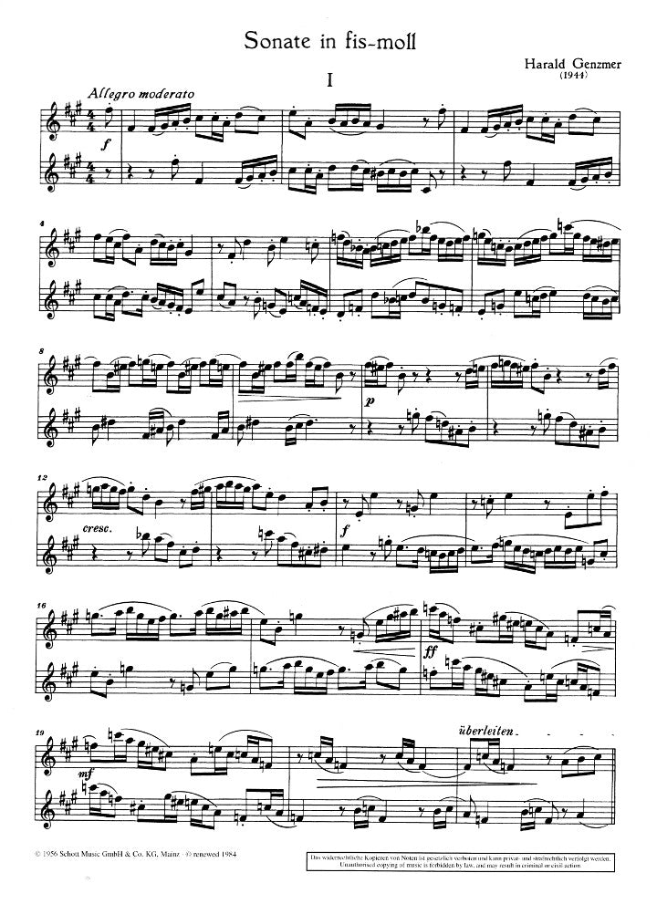 Genzmer, H :: Sonate fis-Moll [Sonata in F sharp minor]