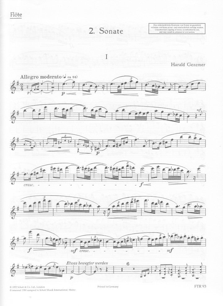 Genzmer, H :: 2nd Sonate e-Moll [Sonata in E minor]