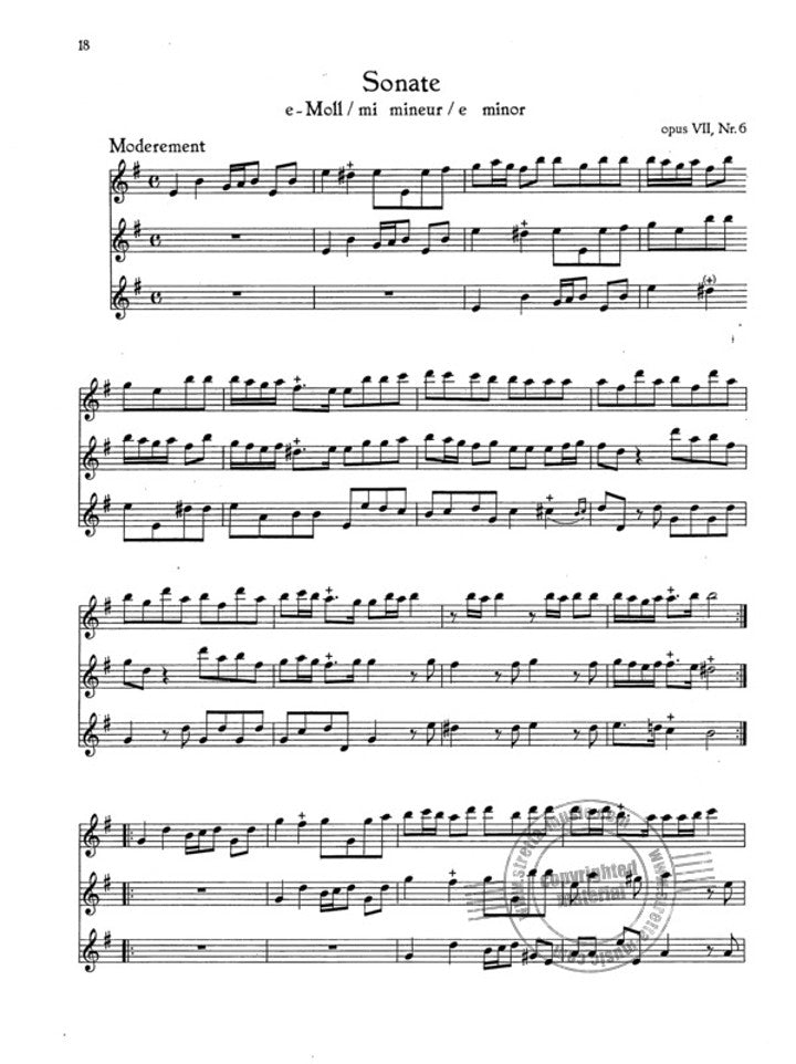 Boismortier, JB :: Six Sonatas for 3 Flutes op. 7, Vol. 2