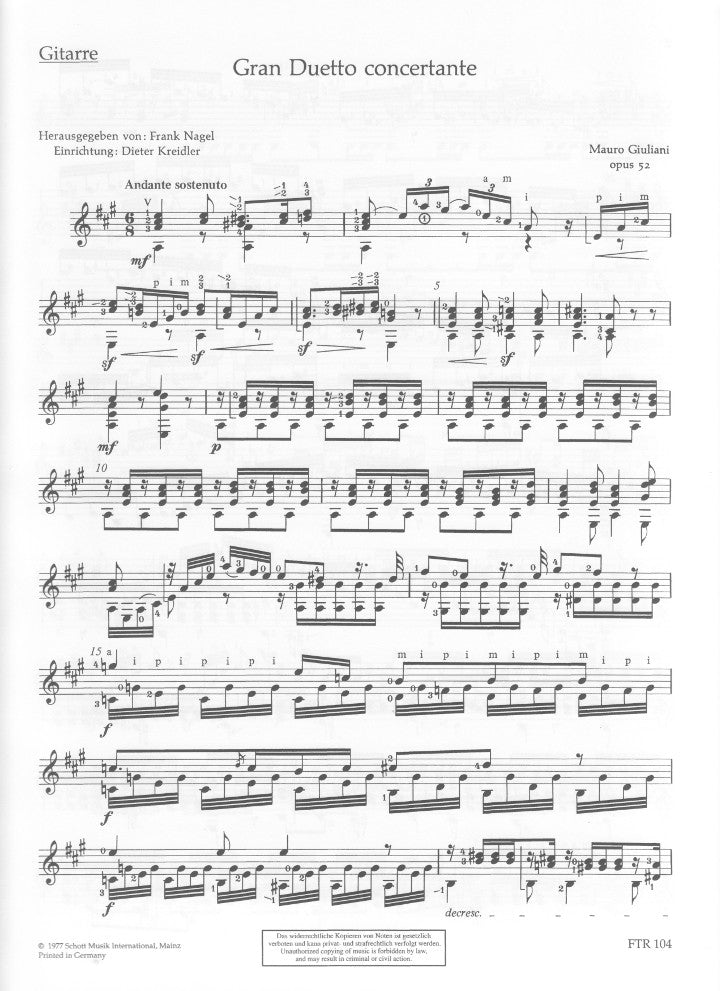 Giuliani, M :: Gran Duetto Concertante op. 52