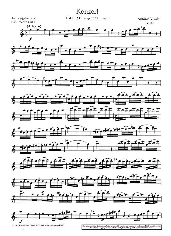 Vivaldi, A :: Konzert [Concerto] in C Major, op. 44, No. 11 (RV 443/PV79)