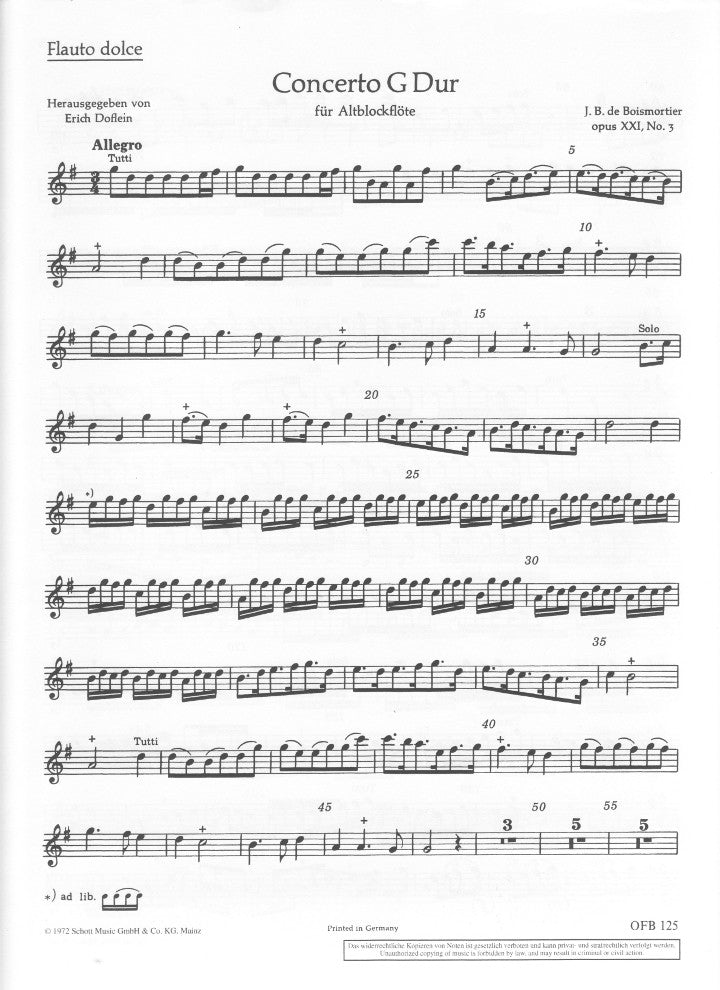 Boismortier, JB :: Konzert G-Dur [Concerto in G major]