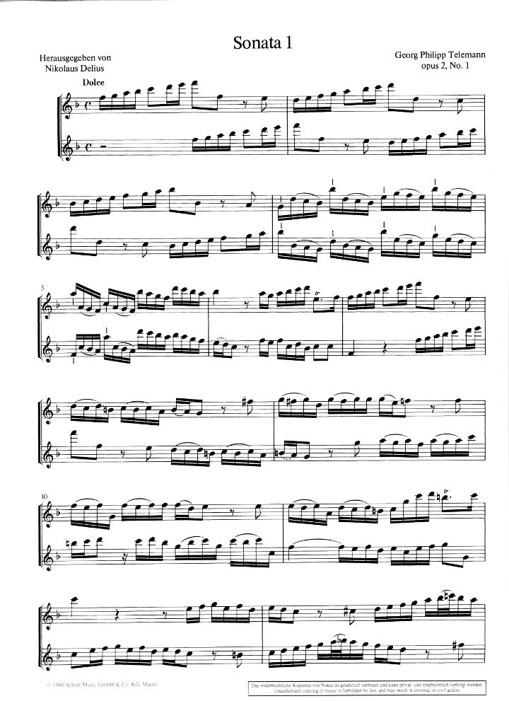 Telemann, GP :: 6 Sonaten [6 Sonatas] op. 2, Nos. 1 & 2, Vol. 1
