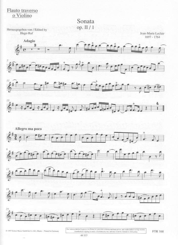 Leclair, JM :: Sonata in E minor op. 2, No. 1