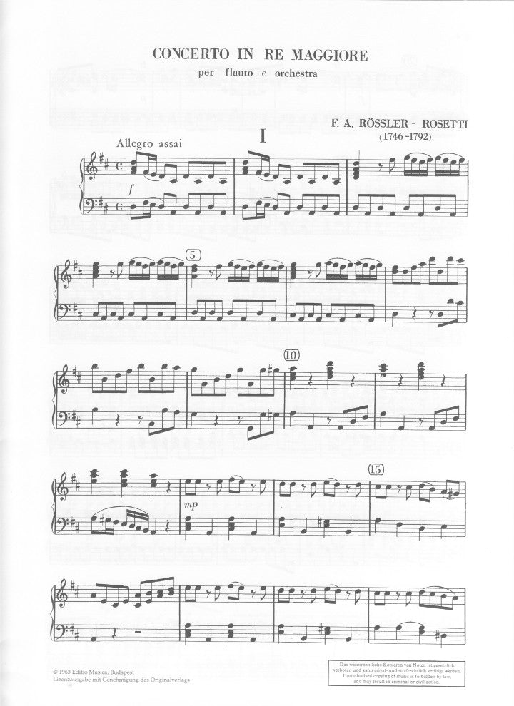 Rossler-Rosetti, F :: Concerto in D Major