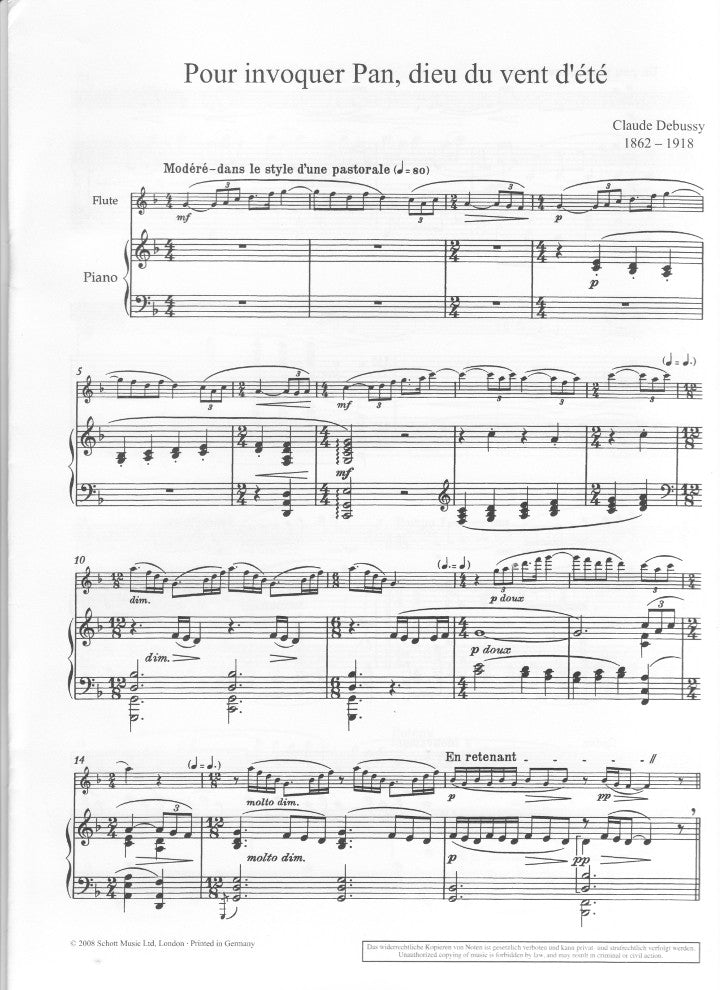 Debussy, C :: Pour invoquer Pan, dieu du vent d'ete [To invoke Pan, god of the summer wind]