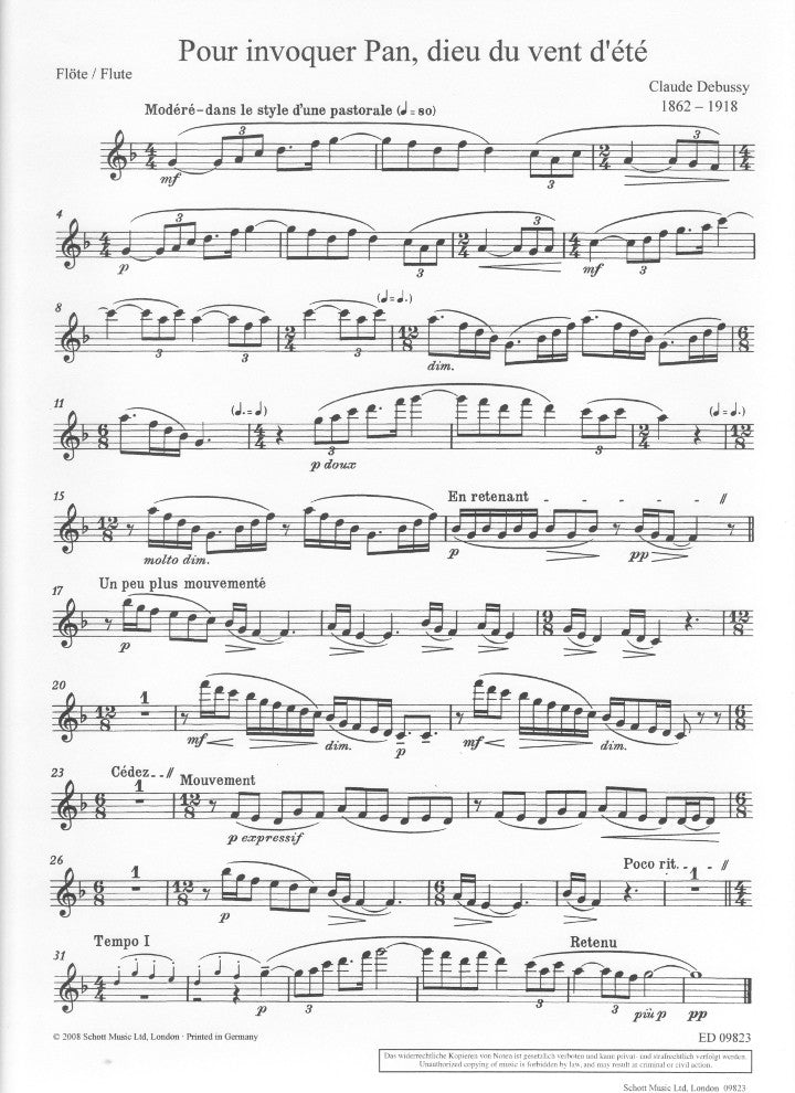 Debussy, C :: Pour invoquer Pan, dieu du vent d'ete [To invoke Pan, god of the summer wind]