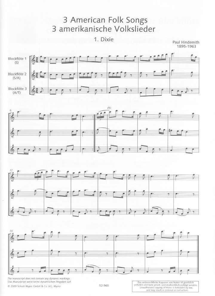 Hindemith, P :: 3 American Folksongs