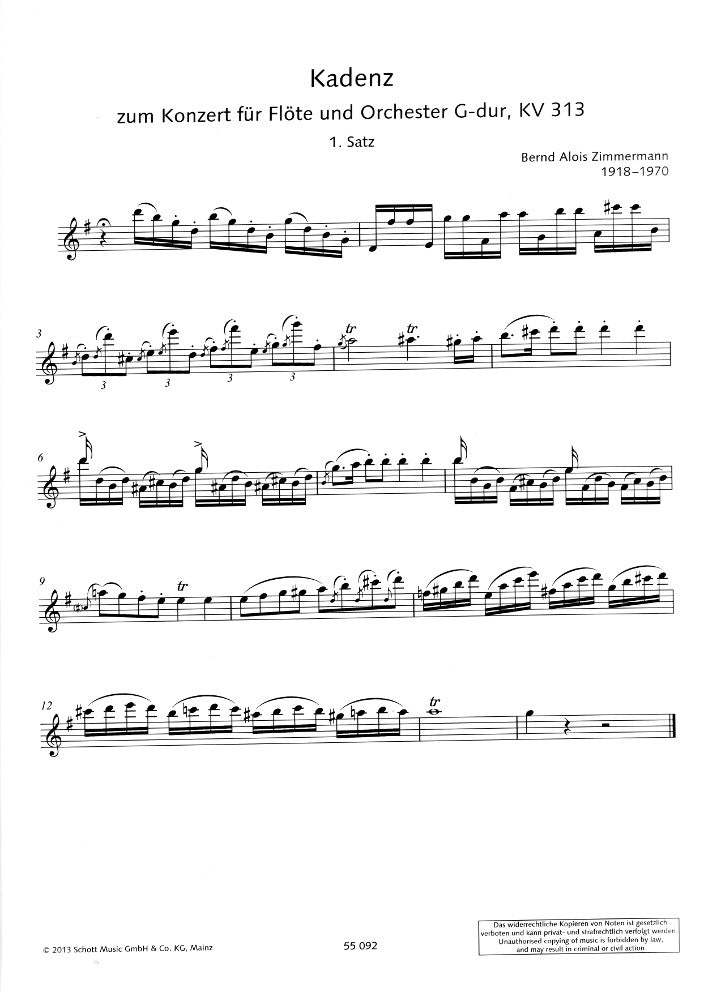 Zimmerman,  BA :: Kadenzen [Cadenzas]: Concertos for Flute and Orchestra, G Major KV 313 and D Major KV 314