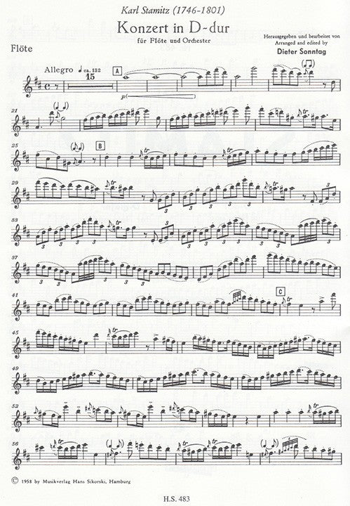 Stamitz, K :: Konzert D-dur fur Flote und Orchster [Concerto in D major for Flute and Orchestra]