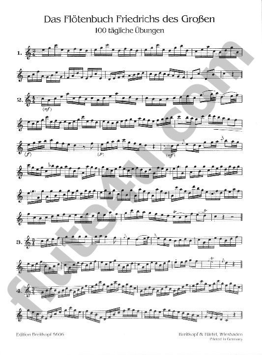 Fredrick the Great; Quantz, JJ :: Das Flotenbuch Friederichs des Grossen [The Flute Book of Frederick the Great]