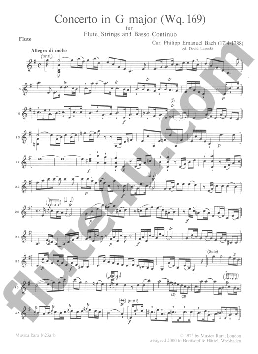 Bach, CPE :: Concerto in G Major WQ 169/H. 445