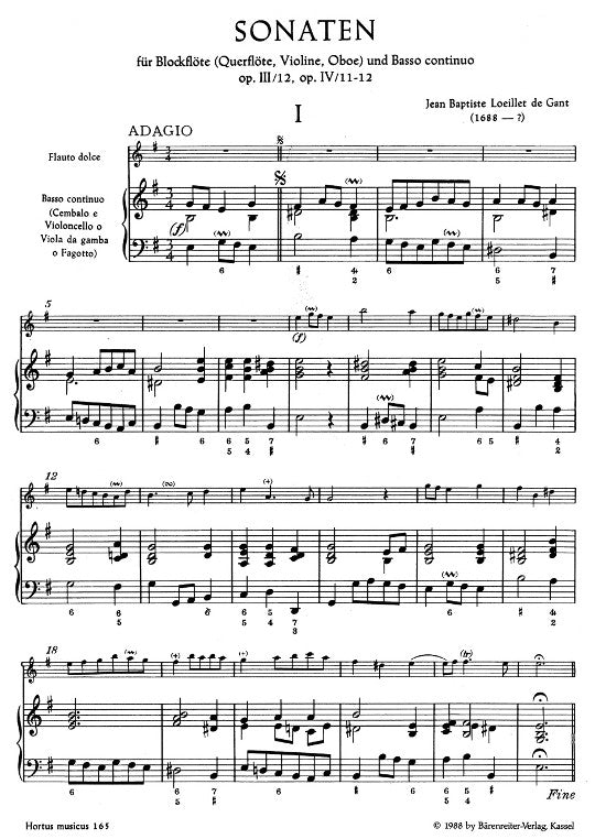 Loeillet, JB :: Sonaten [Sonatas] op. III/12, op. IV/11-12