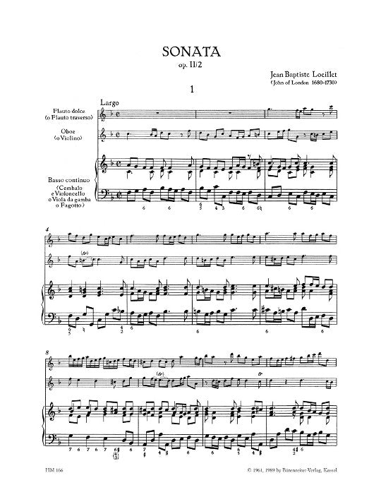 Loeillet, JB :: Triosonate in F-Dur [Trio Sonata in F major] op. II/2