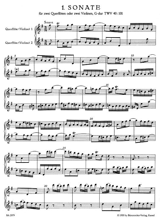 Telemann, GP :: Sechs Sonaten [Six Sonatas] op. 2 TWV 40:101-106 - Volume I