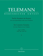 Telemann, GP :: Sechs Sonaten im Kanon [Six Canonic Sonatas] op. 5 TWV 40:118-123 - Volume I