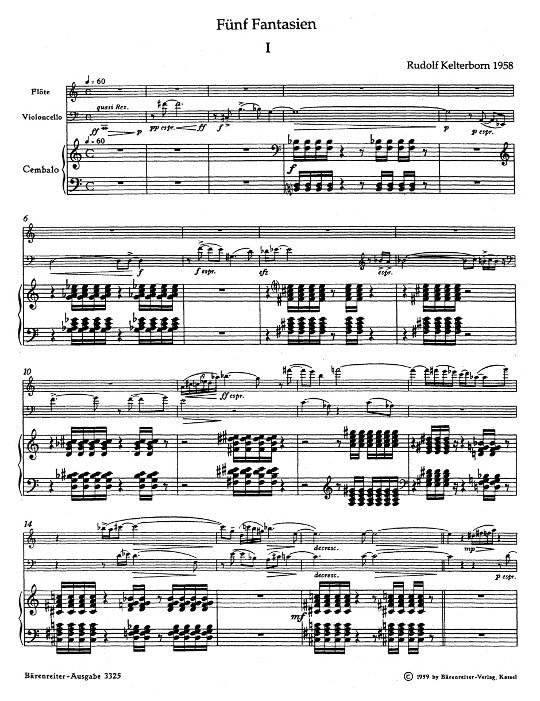 Kelterborn, R :: Funf Fantasien [Five Fantasias]