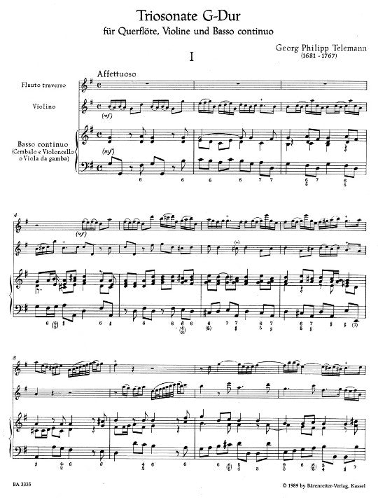 Telemann, GP :: Triosonate G-Dur [Trio Sonata in G Major] TWV 42:G1