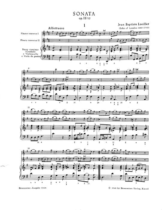 Loeillet, JB :: Triosonate G-dur [Trio Sonata in G Major] op. II/12