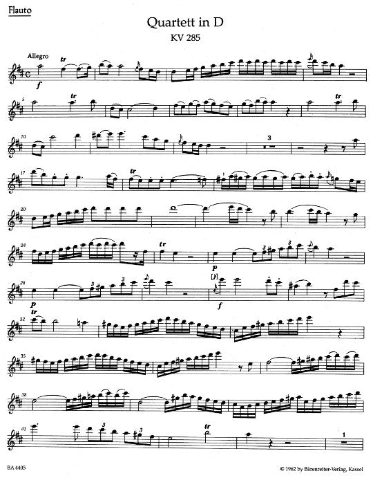 Mozart, WA :: Quartette [Quartets] fur Flote, Violine, Viola und Violoncello - KV 285, 285a, Anh. 171 (285b), KV 298 - Parts