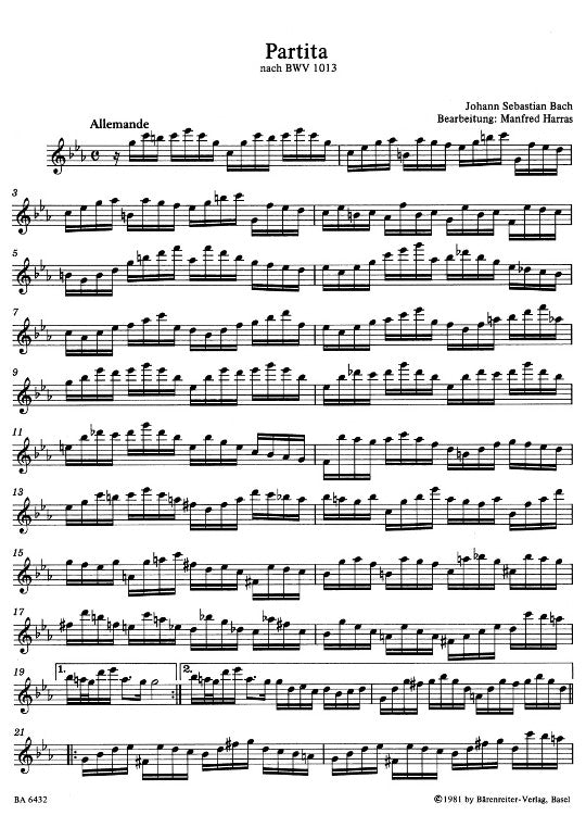 Bach, JS :: Partita nach BWV 1013 in c-Moll [Partita according to BWV 1013 in C minor]