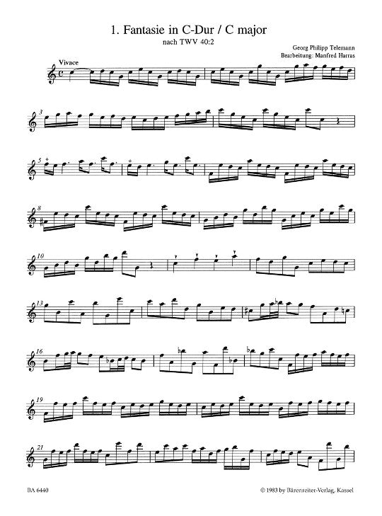 Telemann, GP :: Zwolf Fantasien nach TWV 40:2-13 [Twelve Fantasias according to TWV 40:2-13]