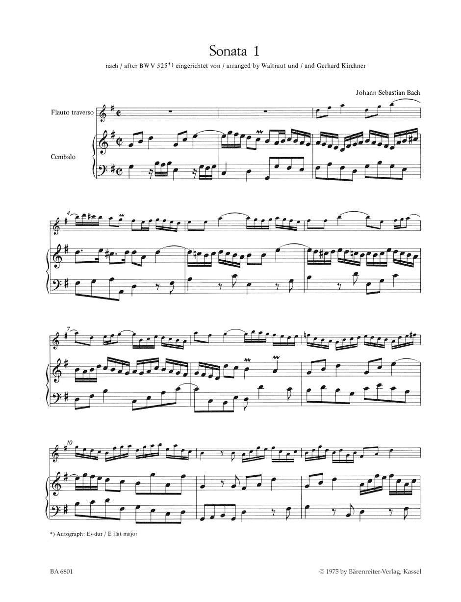 Bach, JS :: Sechs Sonaten [Six Sonatas] BWV 525-530 - Heft / Volume 1