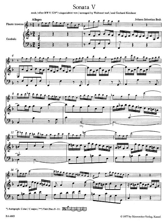 Bach, JS :: Sechs Sonaten [Six Sonatas] BWV 525-530 - Heft / Volume 3