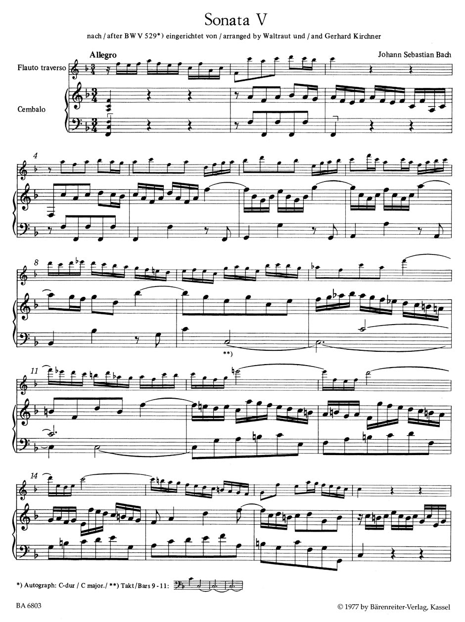 Bach, JS :: Sechs Sonaten [Six Sonatas] BWV 525-530 - Heft / Volume 3