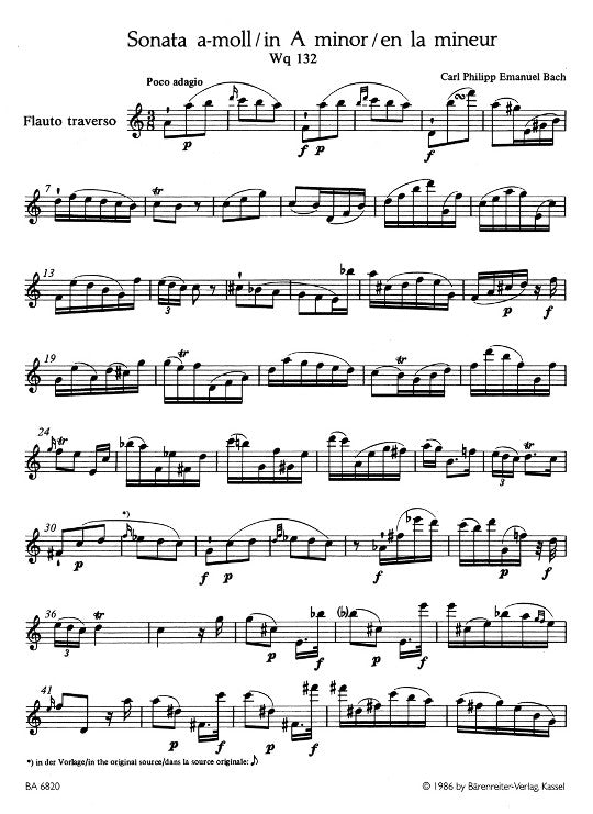 Bach, CPE :: Sonata in A minor Wq. 132
