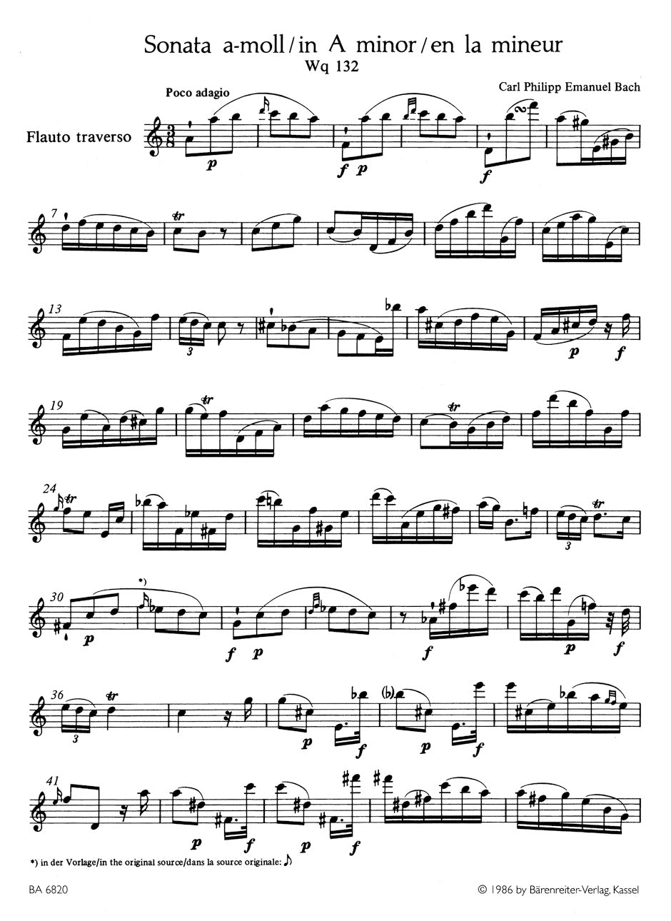 Bach, CPE :: Sonata in A minor Wq. 132