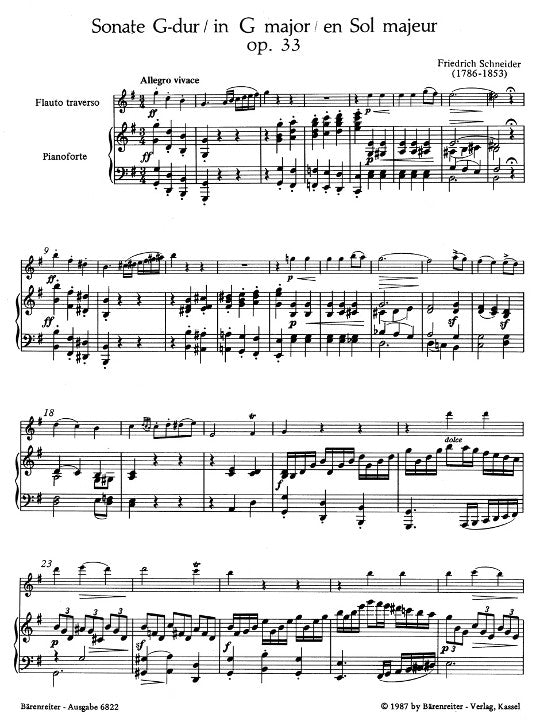 Schneider, F :: Sonate G-Dur [Sonata in G Major] op. 33