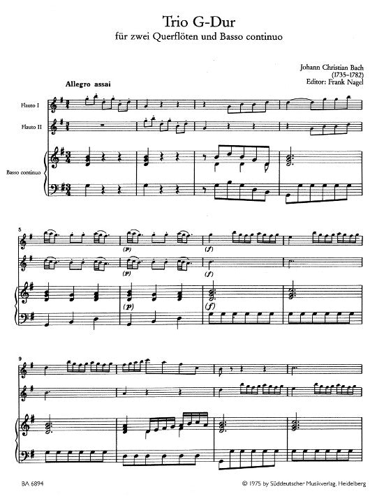 Bach, JC :: Trio G-Dur [Trio in G Major]