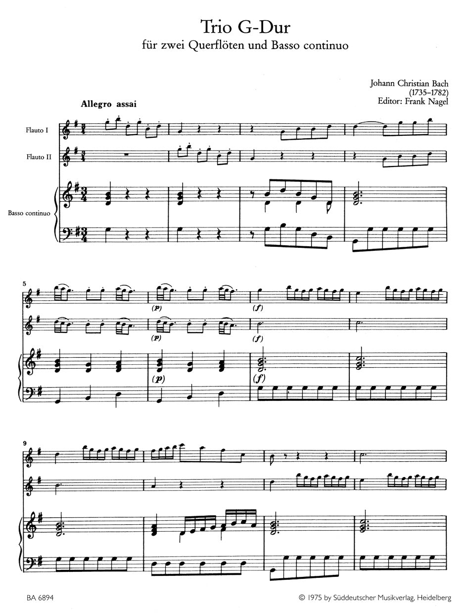 Bach, JC :: Trio G-Dur [Trio in G Major]