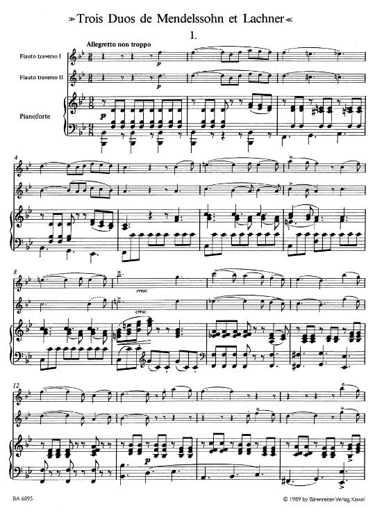 Boehm, T :: Trois Duos de Mendelssohn et Lachner [Three Duos after Mendelssohn and Lachner]