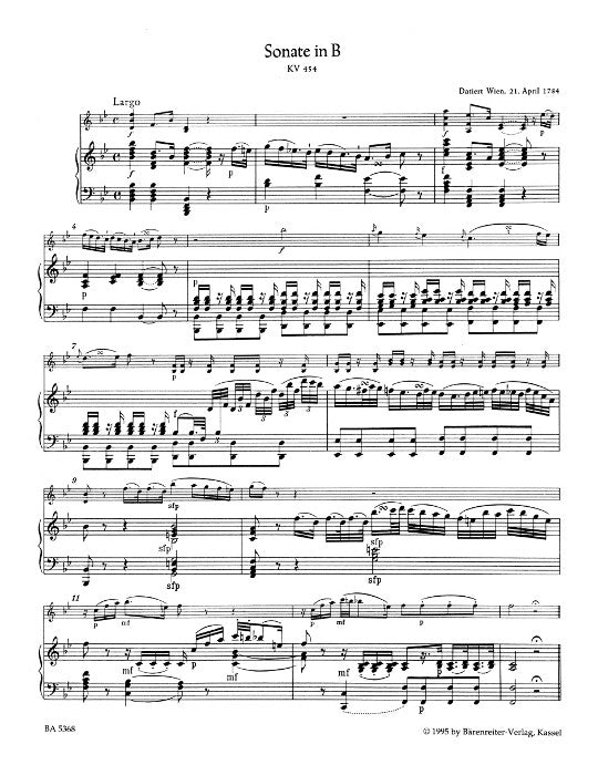 Mozart, WA :: Sonate in Bb [Sonata in B flat major] KV 454