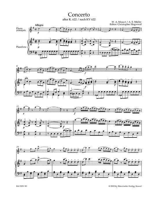 Mozart, WA :: Konzert in G nach dem Klarinettenkonzert [Concerto in G major after the Clarinet Concerto] KV 622
