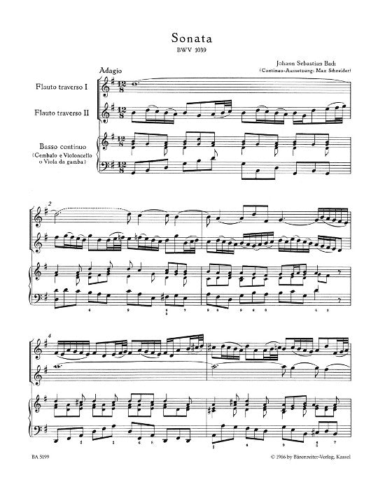 Bach, JS :: Triosonate G-Dur [Trio Sonata in G major] BWV 1039