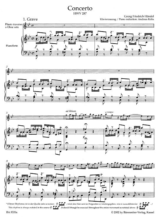 Handel, GF :: Konzert in g-Moll [Concerto in G minor] HWV 287