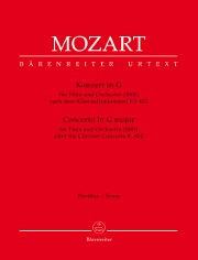 Mozart, WA :: Konzert in G nach dem Klarinettenkonzert [Concerto in G major after the Clarinet Concerto] KV 622 - Study Score