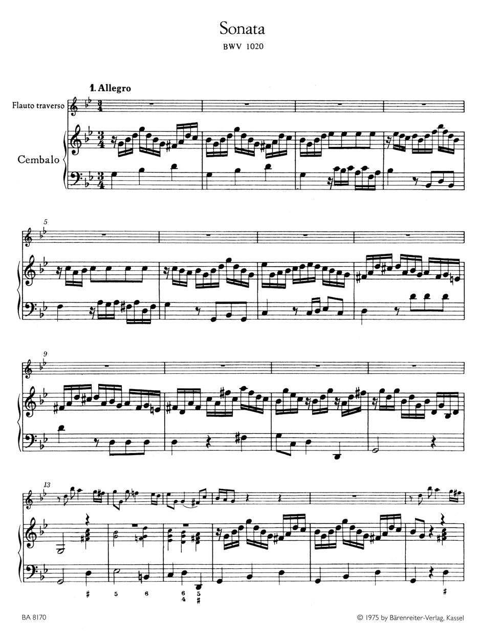 Bach, JS :: Sonate in g-Moll BWV 1020 [Sonata in G minor BWV 1020]