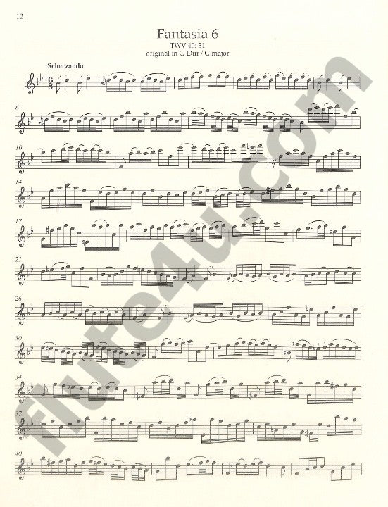 Telemann, GP :: Zwolf Fantasien fur Viola da Gamba, TWV 40: 26-37 [Twelve Fantasias for Viola da Gamba, TWV 40: 26-37]